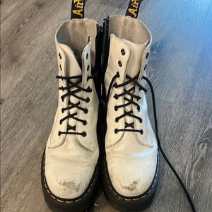 Dr. Martens White Boots with Black Laces